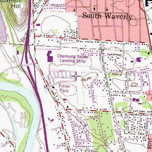 Topographic Map of Chemung Valley Landing Strip (historical), PA