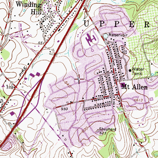 Topographic Map of Spring Run Park, PA