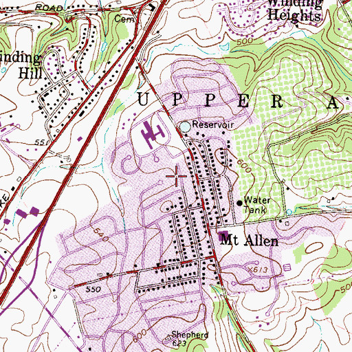 Topographic Map of Mount Allen Park, PA