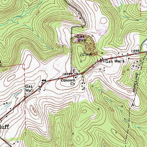 Topographic Map of Concord Hill, PA