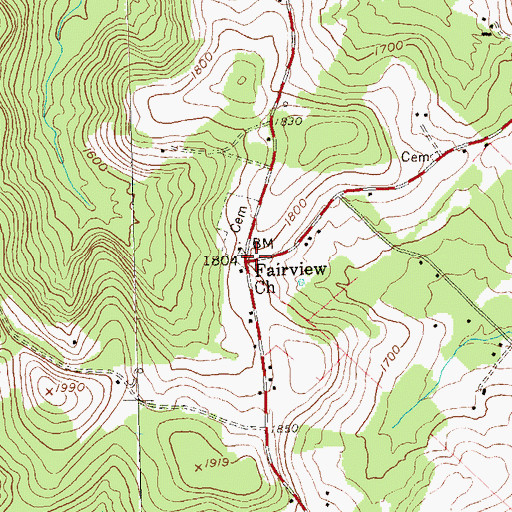 Topographic Map of McCarvey, PA