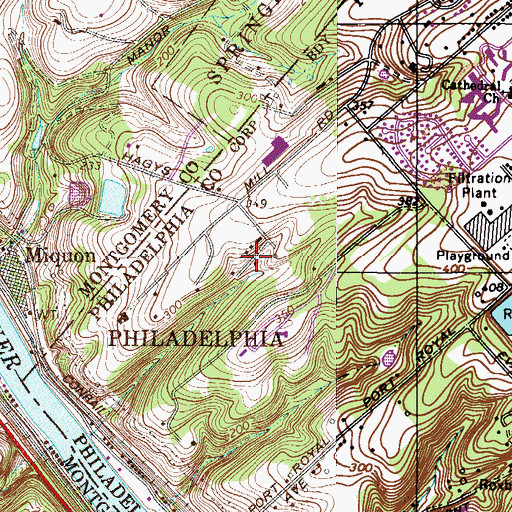 Topographic Map of Rockdale, PA