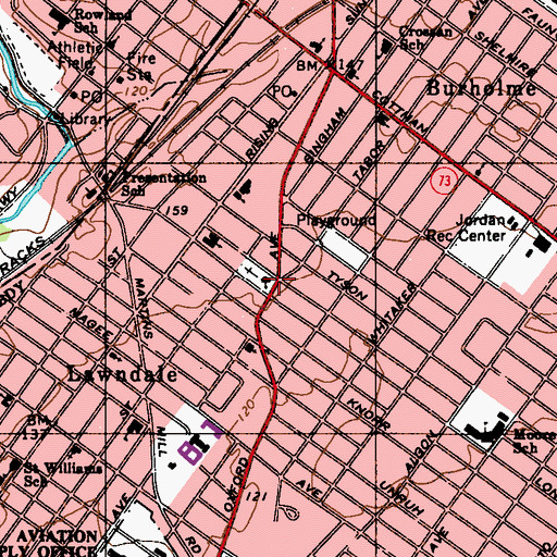 Topographic Map of Oxford Church, PA