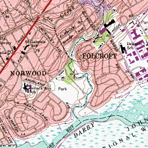 Topographic Map of Glen Olden Mills, PA