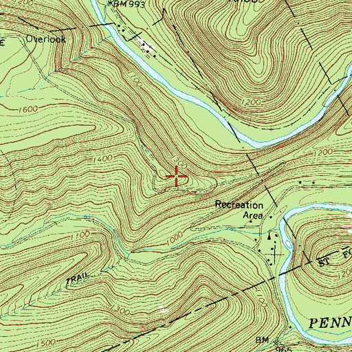 Topographic Map of Ravens Knob, PA