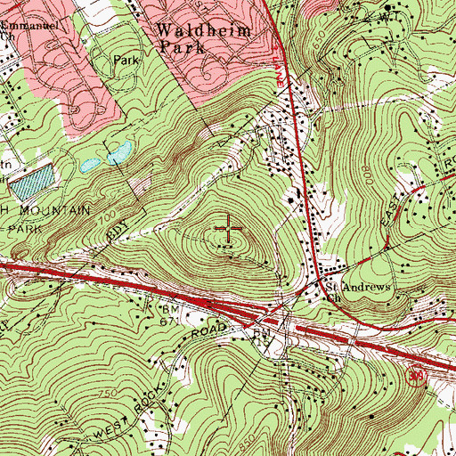 Topographic Map of Jasper Cliffs, PA