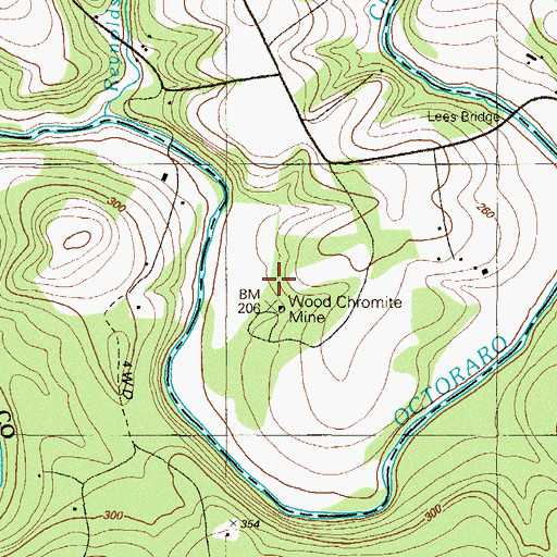 Topographic Map of Wood Chromite Mine, PA