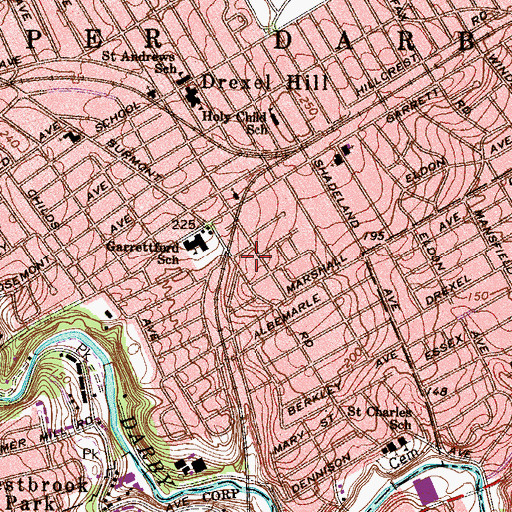 Topographic Map of Garrettford, PA