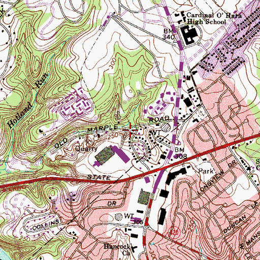 Topographic Map of Marple, PA