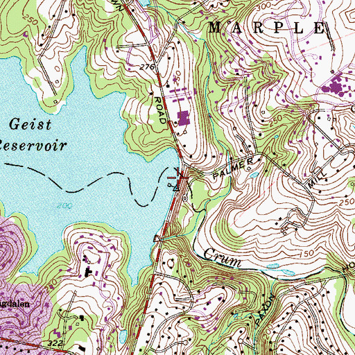 Topographic Map of Palmers Mill (historical), PA
