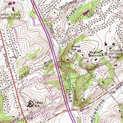 Topographic Map of Ithan Mills, PA