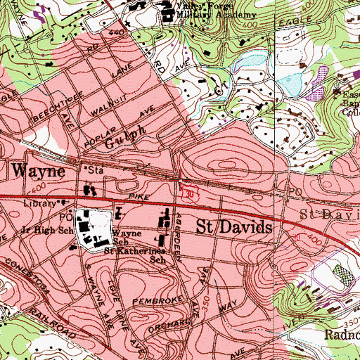 Topographic Map of Wayne Station, PA