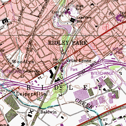 Topographic Map of Crumlynn Station, PA