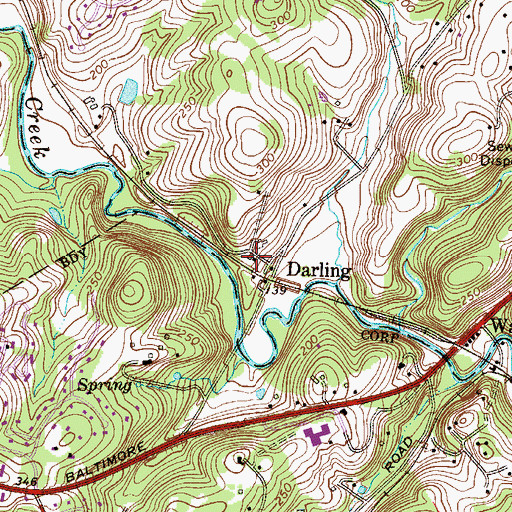 Topographic Map of Darlington Station, PA