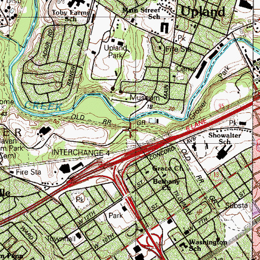 Topographic Map of Upland Station, PA