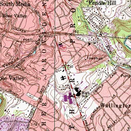 Topographic Map of Hinksons Corners, PA