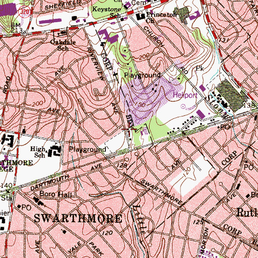 Topographic Map of Oakdale, PA