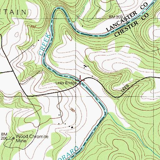 Topographic Map of Lees Bridge, PA