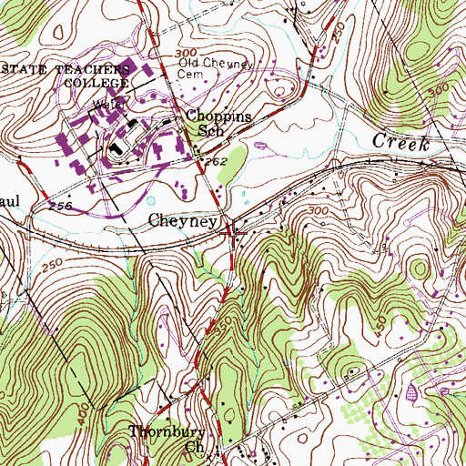 Topographic Map of Cheyney Station, PA