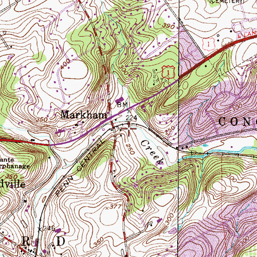 Topographic Map of Woodland Station, PA
