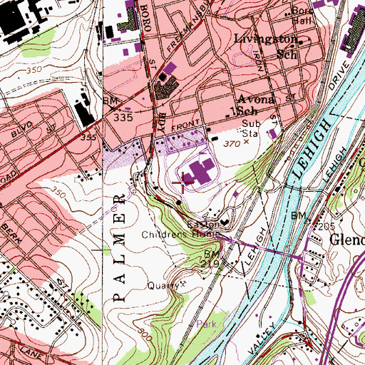 Topographic Map of Fogtown, PA