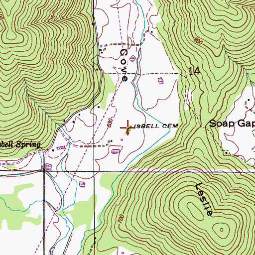 Topographic Map of Isbell Cemetery, AL
