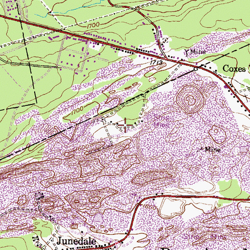 Topographic Map of Centtown, PA
