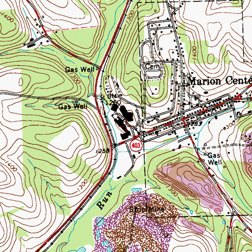 Topographic Map of Marion Center Area High School, PA