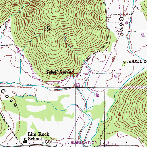 Topographic Map of Isbell Spring, AL