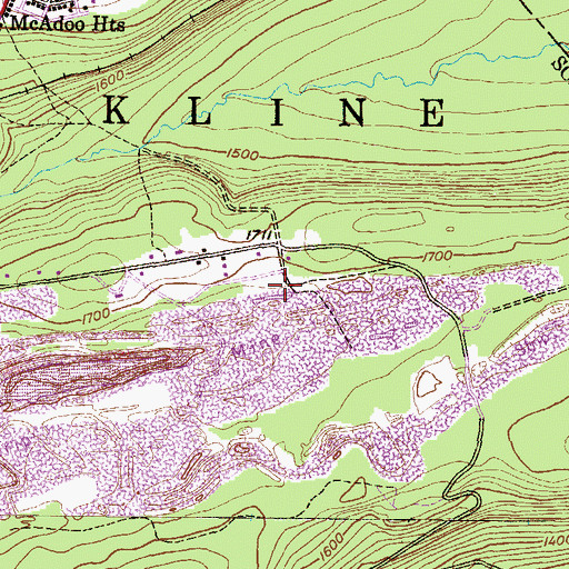 Topographic Map of Silver Brook Colliery, PA