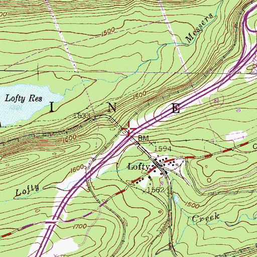 Topographic Map of Lofty Tunnel, PA