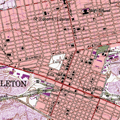 Topographic Map of Hazle Cemetery, PA