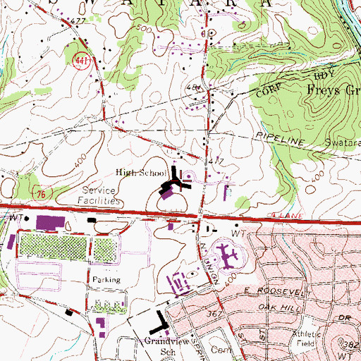 Topographic Map of Middletown Area High School, PA