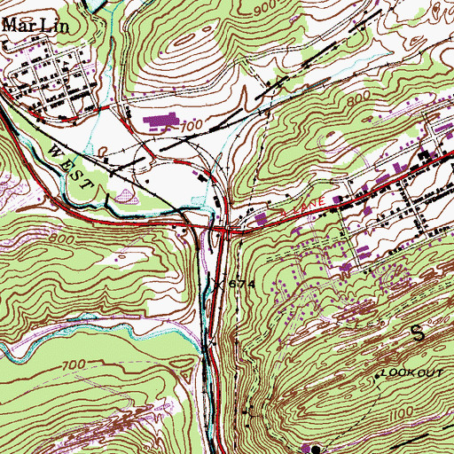 Topographic Map of Westwood, PA
