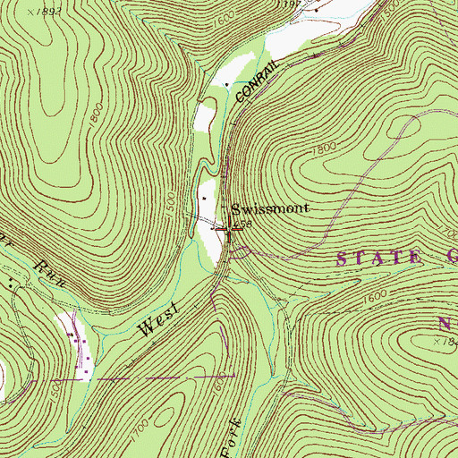 Topographic Map of Hemlock Station, PA