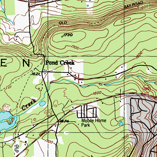 Topographic Map of Pond Creek Colliery, PA