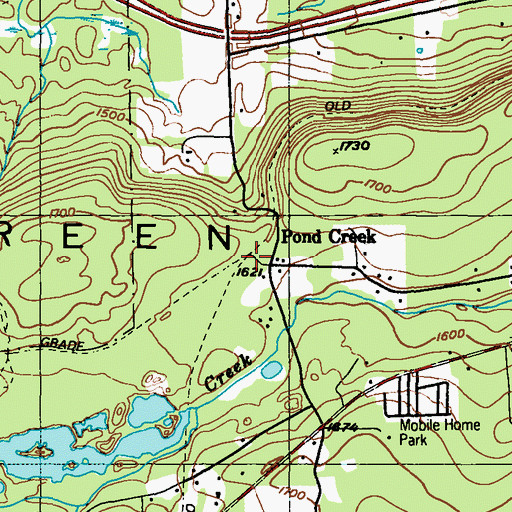 Topographic Map of Pond Creek Junction, PA