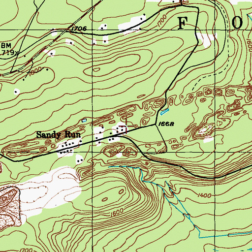 Topographic Map of Sandy Run Colliery, PA