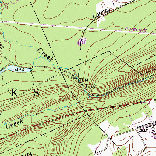 Topographic Map of Hazle Creek Bridge, PA