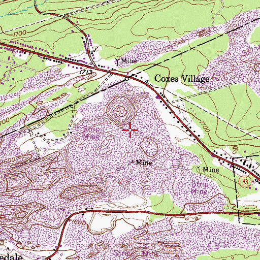 Topographic Map of Beaver Meadow Colliery, PA