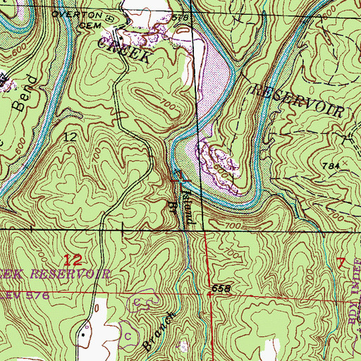 Topographic Map of Island Branch, AL