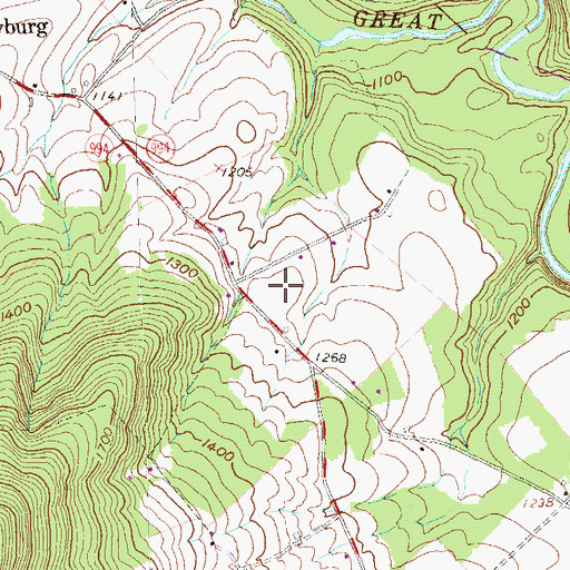 Topographic Map of Newburg, PA