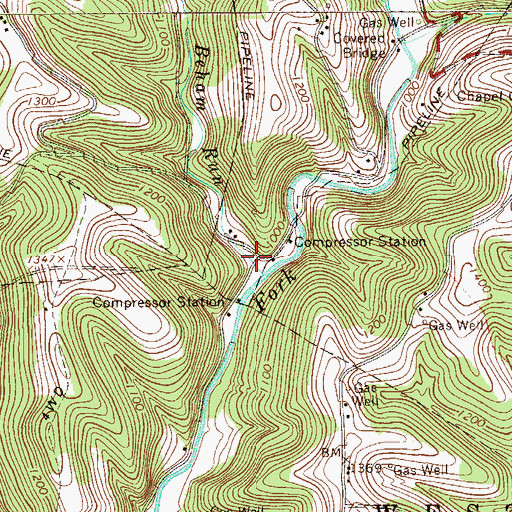 Topographic Map of Burnstown, PA