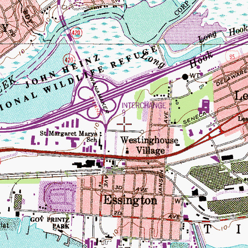 Topographic Map of Tinicum Elementary School, PA