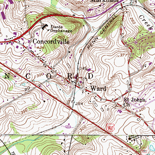 Topographic Map of Gneiss Quarry, PA