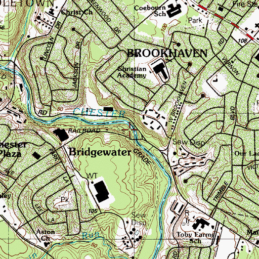Topographic Map of Bridgewater Station, PA