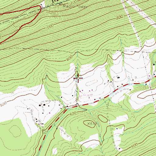 Topographic Map of Peters Mountain Overlook, PA