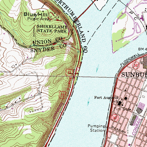 Topographic Map of Shikellamy Overlook, PA