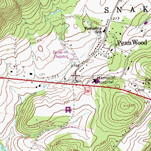 Topographic Map of Willow Grove, PA