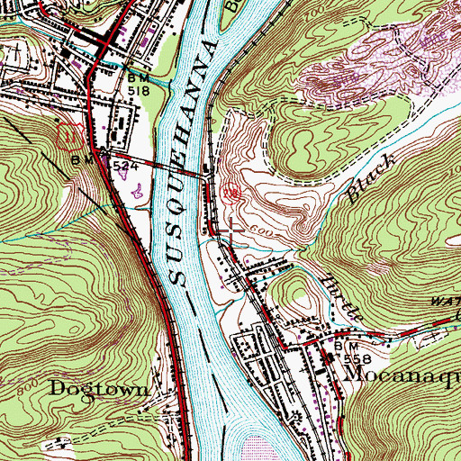 Topographic Map of West End Number 1 Colliery, PA